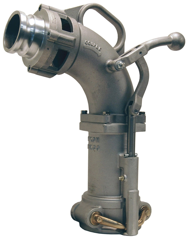 6200XC by Dixon Valve | 6200-Series | Side Lever Type Drop Elbow | 4" Size | Tall Elbow with 3" Adapter Inlet | Aluminum