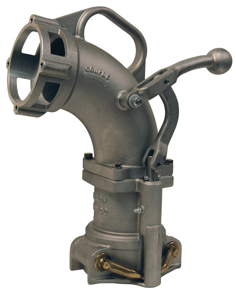 6200XT by Dixon Valve | 6200-Series | Side Lever Type Drop Elbow | 4" Size | Tall Elbow with Anti-Spill Sleeve, without Inlet Connection | Aluminum