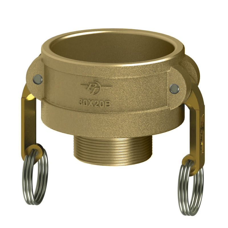 62184030 (40X30B) by PT-Coupling | Reducing Cam & Groove Adapter | Type B | 4" Coupler x 3" Male NPT | Brass | Buna-N Seal