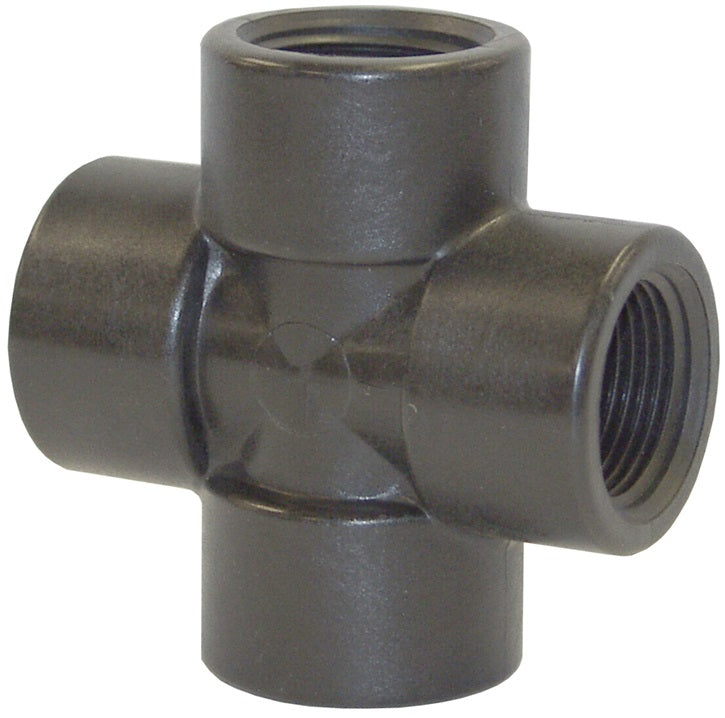 62263 by Dixon Valve | Cross Adapter | Schedule 80 | 1" Female NPT x 1" Female NPT x 1" Female NPT x 1" Female NPT | Polypropylene