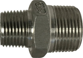 62747 (62-747) by Midland | 150# Stainless Steel Fitting | Reducing Hex Nipple | 3/4" Male NPT x 1/4" Male NPT | Straight | 304 Stainless Steel