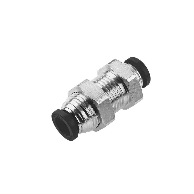 62PLPBH-6 by Parker | Prestolok PLP Push-to-Connect Fittings | Bulkhead Unions | 3/8" Bulkhead Union Tube Size | 7/16" Bulkhead Hole Dia. | 7/8" Hex | 1.66" Length | .312" Dia. | Straight | Nickel-Plated Brass | Pack of 10