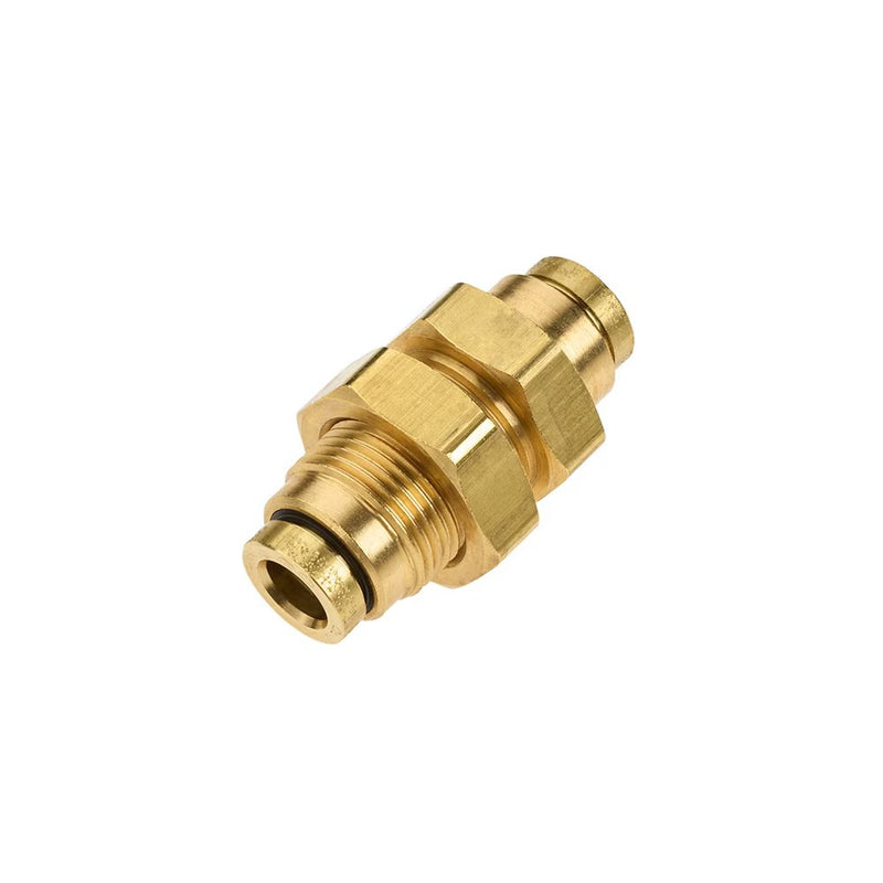 62PTCBH-8 by Parker | Bulkhead Union | 1/2" Push-to-Connect | 1-1/4" Hex A | 1-1/4" Hex B | 2.02" Length | Straight | Brass | Pack of 5