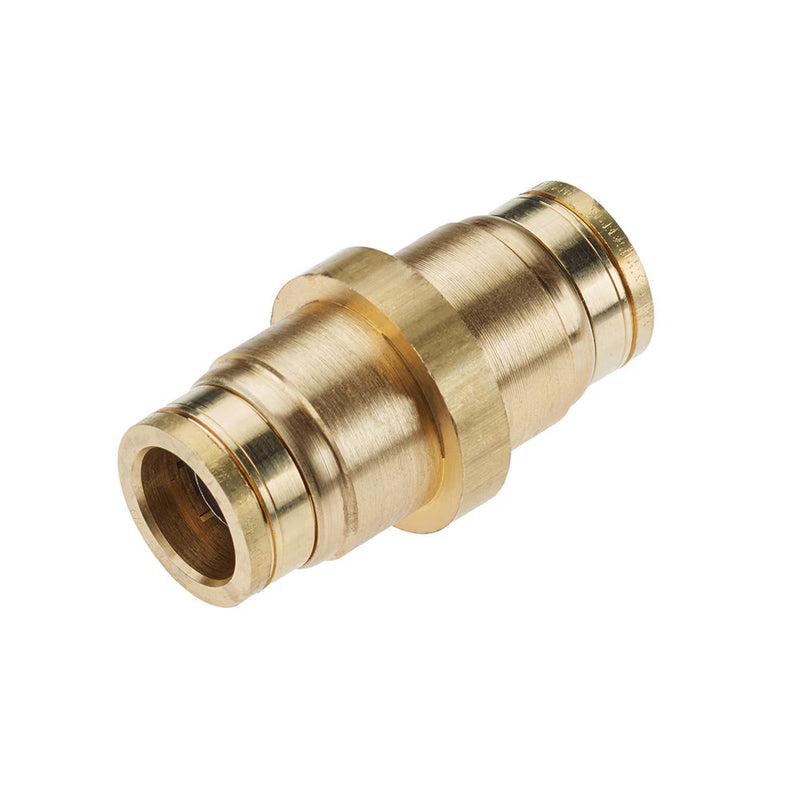 62PTCBHR-10 by Parker | Bulkhead Union | 5/8" Retaining Ring Push-to-Connect | 2.32" Length | Straight | Brass | Pack of 5