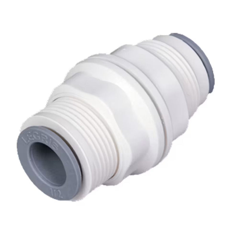 6316 62 00WP2 by Parker | Legris Bulkhead Connectors | 1/2" Tube Size | 57.5 mm Length | Straight | Polymer