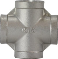 63396 (63-396) by Midland | 150# Stainless Steel Fitting | 1-1/4" Female NPT | Cross | 316 Stainless Steel