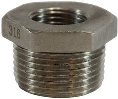 63533 by Midland | 150# Stainless Steel Fitting | Hex Bushing | 2-1/2" Male NPT x 1-1/4" Female NPT | Straight | 316 Stainless Steel