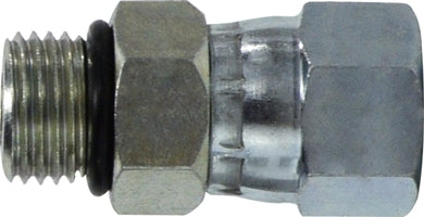 6402O46 by Midland | Hydraulic O-Ring to JIC Swivel | 1/4" Male O-Ring Boss x 3/8" Female JIC 37° Flare | Adapter | Steel