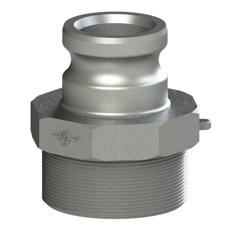 64163040 (30X40F) by PT-Coupling | Reducing Cam & Groove Adapter | Type F | 3" Adapter x 4" Male NPT | 316 Stainless Steel
