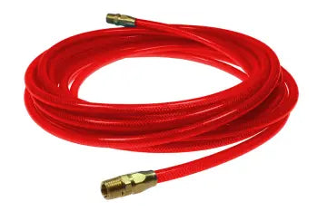 PFE40254TRZ by Coilhose | Flexeel® Reinforced Hose | 1/4" Hose ID | 3/8" Hose OD | 1/4" Male NPT Rigid Reusable Fittings | 25ft | Transparent Red | Straight | Polyurethane