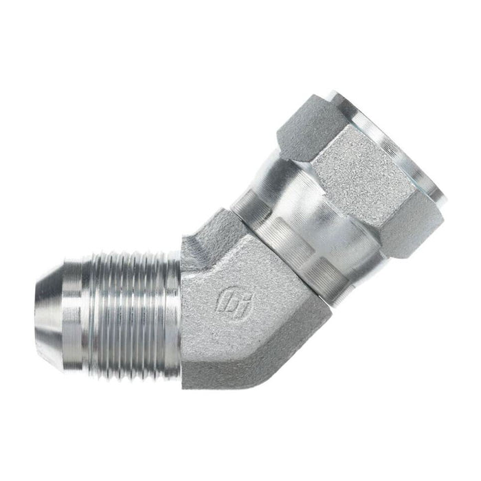 6502-04-04-FG by Brennan Inc. | -04 Male JIC x -04 Female JIC Swivel | 45° Elbow | Forged Steel