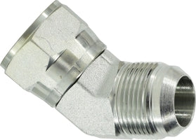 650220 by Midland | Hydraulic JIC Swivel | 1-1/4" Female JIC 37° Flare x 1-1/4" Male JIC 37° Flare | 45° Elbow | Steel
