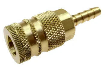 153L by Coilhose | Coilflow™ Industrial Interchange Coupler | Manual | 1/4" Body Size | 1/4" Lock-on Hose Barb | Straight | Brass (Type 15)