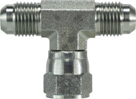 660068 by Midland | Hydraulic JIC Swivel Branch | 3/8" Male JIC 37° Flare x 3/8" Male JIC 37° Flare x 1/2" Female JIC 37° Flare | Tee | Steel
