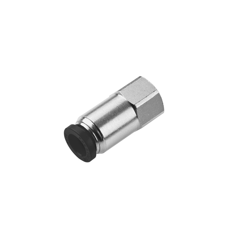 66PLP-2-2 by Parker | Prestolok PLP Push-to-Connect Fittings | Threaded Fitting | 1/8" Connector x 1/8" Female NPTF Thread | 9/16" Hex | 1.17" Length | .094" Flow Dia. | Straight | Nickel-Plated Brass | Pack of 10