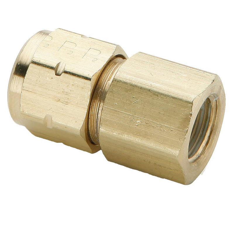 66VL-4-2 by Parker | Vibra-Lok Fittings | 1/4" Tube Size Connector x 1/8" Female Pipe Thread | 9/16" Hex | 1.09" Length | Straight | Brass | Pack of 25