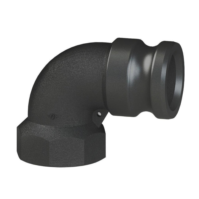 67491500 (15LA) by PT-Coupling | Cam & Groove Adapter | Type LA | 90° Elbow | 1-1/2" Adapter x 1-1/2" Female NPT | Polypropylene