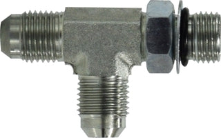 6804NWO5 by Midland | Hydraulic JIC to O-Ring Run | 5/16" Male JIC 37° Flare x 5/16" Male O-Ring Boss x 5/16" Male JIC 37° Flare | Tee | Steel