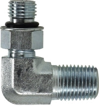 6806NWO68 by Midland | Hydraulic Swivel Adapter | 90° Elbow | 1/2" Male O-Ring x 3/8" Male Pipe | Steel