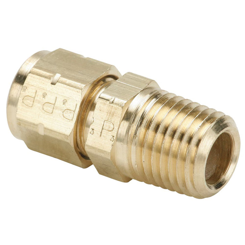 682VL-4-2 by Parker | Vibra-Lok Fittings | 1/4" Tube Size x 1/8" Male Pipe Thread | 9/16" Hex | 1.15" Length | Straight | Brass | Pack of 5