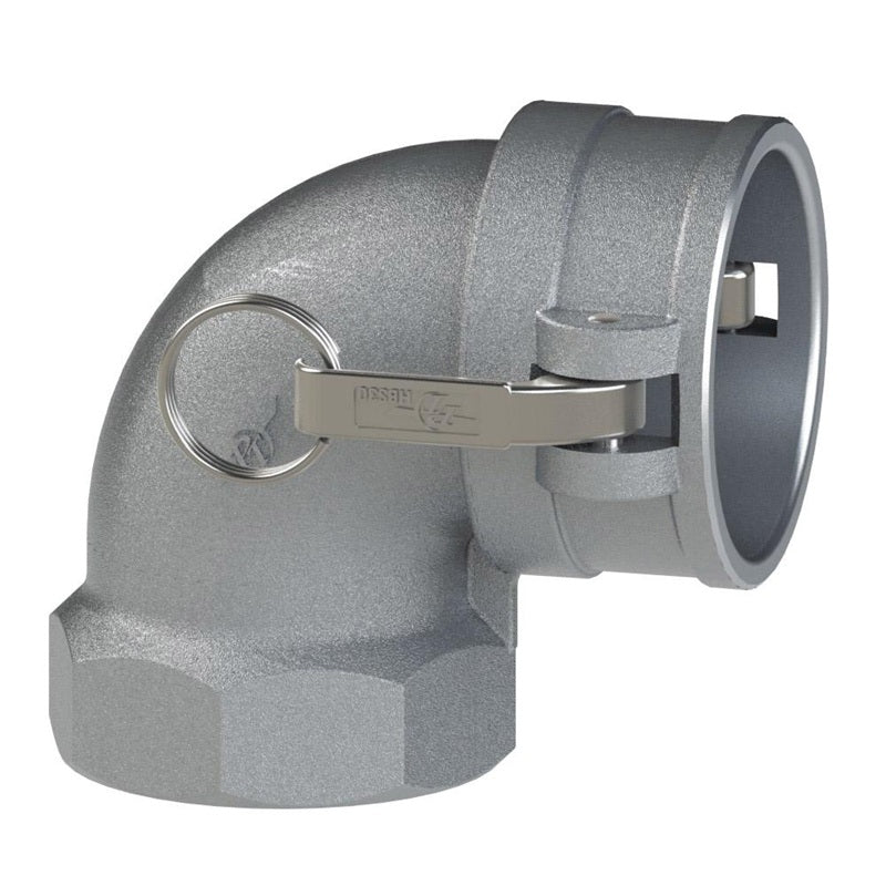 68483000 (30LD) by PT-Coupling | Cam & Groove Adapter | Type LD | 90° Elbow | 3" Coupler x 3" Female NPT | Ductile Iron | Buna-N Seal