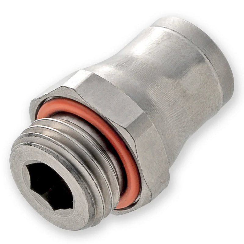 68PLS-6M-2G by Parker | Prestolok PLS Push-to-Connect Fittings | Threaded Fitting | 6 mm Connector x 1/8" Male BSPP Threads | 14.00 mm Height | 14.00 mm Width | Straight | Stainless Steel | Pack of 5