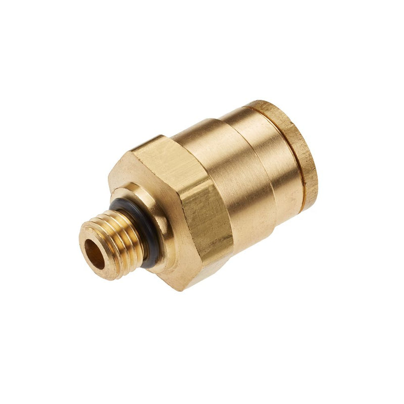 68PTC-4-MA12 by Parker | Threaded Fitting | 1/4" Push-to-Connect Connector x M12X1.5 Male M12 Thread | 11/16" Hex | 1.14" Length | Straight | Brass 