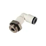 6959 10 13 by Parker | Legris Stud Swivel Fitting | 10 mm Tube Size x 1/4" Male BSPP Thread | 16 mm Hex | 46 mm Length | 90° Elbow | 316L Stainless Steel