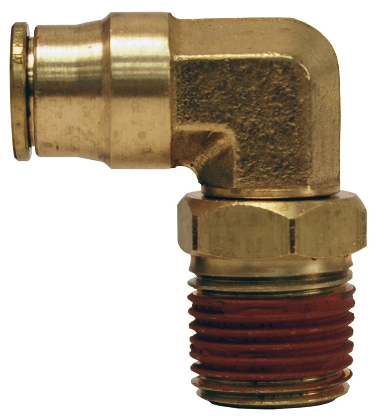 69S8X8 by Dixon Valve | Push-In Fitting | Male Swivel | 90° Elbow | 1/4" Tube OD x 1/4" Male NPTF | Forged Brass