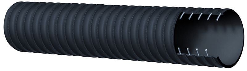 6C5AA300X100 Alfagomma by Kuriyama | 6C5AA Series | Corrugated Tank Truck Hose | 3" ID | 3.44" OD | 150 PSI | Black | 100ft Length