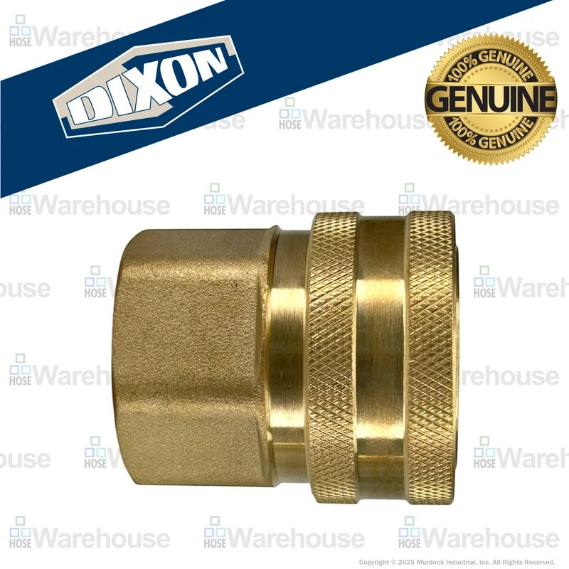 6EF6-B by Dixon Valve | Hydraulic Quick Disconnect Coupling | E-Series | 3/4" Female NPTF x 3/4" Straight-Through Interchange | Socket | Nitrile Seal | Brass