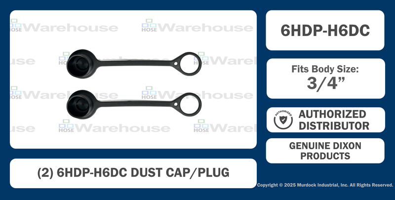 6HDP-H6DC by Dixon Valve | Hydraulic Quick Disconnect Coupling | H-Series | ISO-B Interchange Dust Cap/Plug Combo | Fits 3/4" Body Size | Nitrile