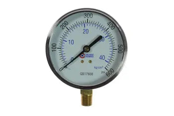 GB17600 by Coilhose | Pressure Gauge | 3-1/2" Chrome Dial Gauge | 1/4" Bottom Mount | 0-600 PSI