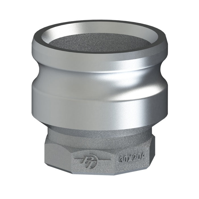 70143020 (30X20A) by PT-Coupling | Reducing Cam & Groove Adapter | Type A | 3" Adapter x 2" Female NPT | Hard Coat Aluminum
