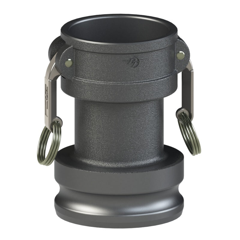 70262015 (20CX15A LONG) by PT-Coupling | Long Reducing Cam & Groove Adapter | Type CXA | 2" Coupler x 1-1/2" Adapter | Hard Coat Aluminum | Buna-N Seal