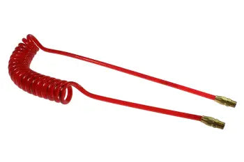 PRE38-25-TR by Coilhose | Flexeel® Reinforced Coiled Air Hose | 3/8" Hose ID x 9/16" Hose OD | 3/8" Male NPT Rigid Reusable Fittings | Transparent Red | Polyurethane | 25ft