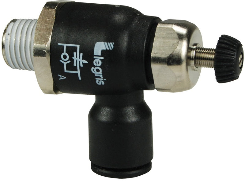 70656018 by Dixon Valve | Legris Push-to-Connect Compact Flow Control Valve | 3/8" Tube OD x 3/8" Male NPT | Nylon