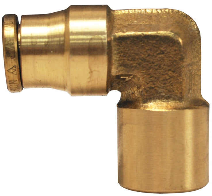 705X4 by Dixon Valve | Push-In Fitting | Female 90° Elbow | 5/32" Tube OD x 1/8" Female NPTF | Forged Brass