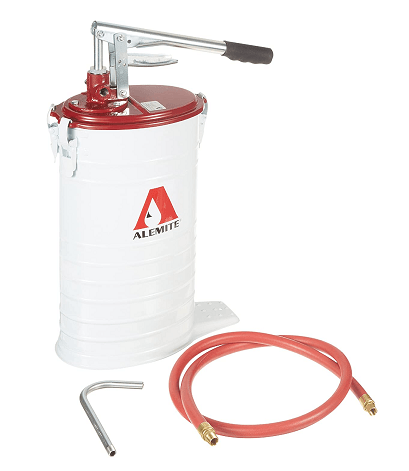 7181-K by Alemite | Manual Pumps | Bucket Pumps | High Volume Bucket Pump Assembly with Hose and Nozzle | Outlet: 3/8" Female NPTF | Capacity: 3.7 Gallons | Pressure: Up to 500 PSI