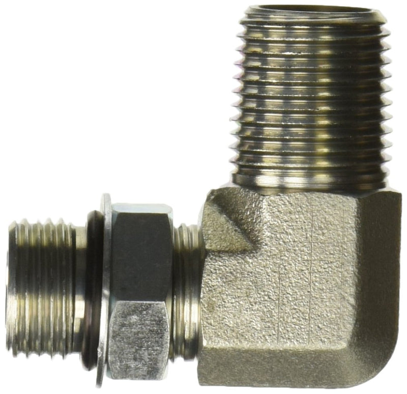 6806-06-04-NWO-FG by Brennan Inc. | -06 Male Adjustable O-Ring Boss x -04 Male Pipe | 90° Elbow | Forged Steel