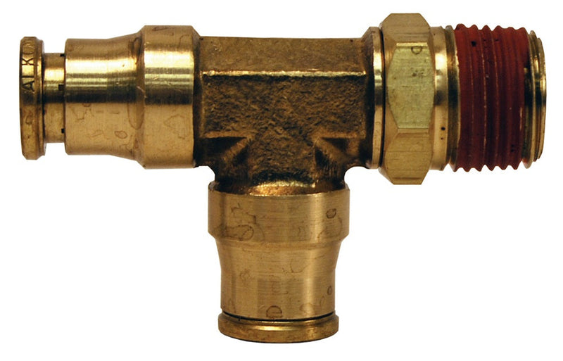 71S8X4 by Dixon Valve | Push-In Fitting | Male Swivel Run Tee | 1/4" Tube OD x 1/8" Male NPTF x 1/4" Tube OD | Forged Brass