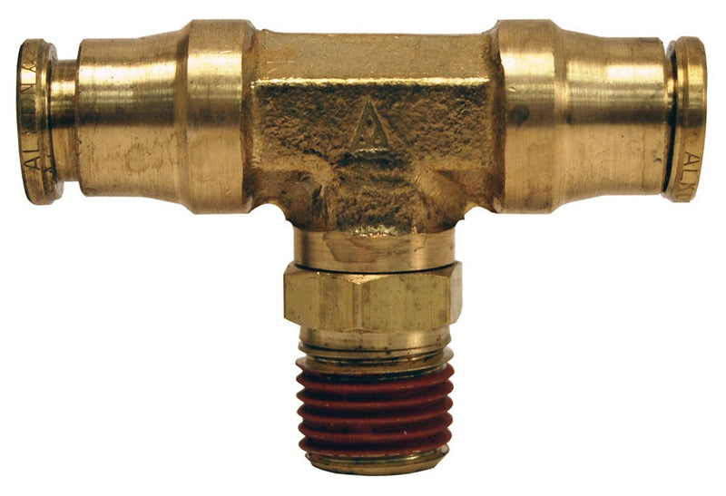 72S12X8 by Dixon Valve | Push-In Fitting | Male Swivel Branch Tee | 3/8" Tube OD x 3/8" Tube OD x 1/4" Male NPTF | Forged Brass