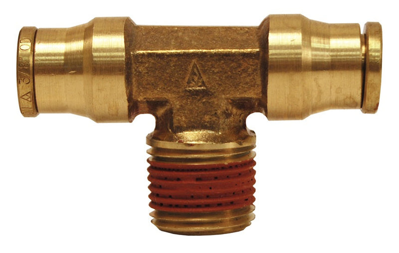 7212X12 by Dixon Valve | Push-In Fitting | Male Branch Tee | 3/8" Tube OD x 3/8" Male NPTF x 3/8" Tube OD | Forged Brass