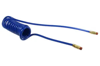 PR38-304B-B by Coilhose | Flexcoil Air Hose | 3/8" Hose ID x 9/16" Hose OD | 1/4" Male NPT Reusable Swivel Fittings | Blue | Polyurethane | 30ft