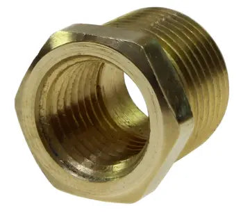 B20806 by Coilhose | Pipe Fitting | Hex Reducer Bushing | 1/2" Male NPT Thread x 3/8" Female NPT Thread | Brass