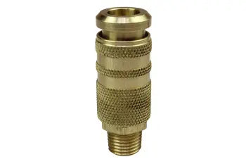 15C90B6M by Coilhose | CoilFlow™ Automatic Industrial & Acme Interchange | Six Ball Combo Coupler | 1/4" Body Size | 3/8" Male NPT Thread | Straight | Brass (Type 15)