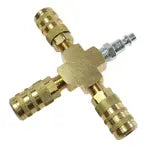 X004-16X by Coilhose | Manifold Assembly | 1/4" 6 Ball Automotive Interchange | Cross | Brass