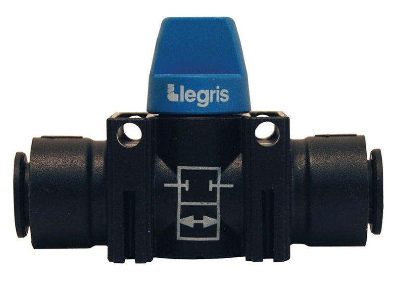 79100400 by Dixon Valve | Legris Push-In Fitting | Composite Mini Ball Valve | 5/32" Size | Nylon/Nickel-Plated Brass