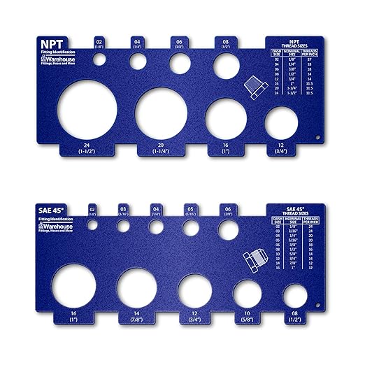 American Thread Identification Kit | Includes: Thread Pitch Gauge, Fitting Identification Cards, Vinyl Bag for identifying NPT, JIC, ORFS, O-Ring Boss, NPSM, and SAE 45