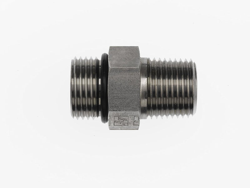 6401-04-04-O-SS by Brennan Inc. | -04 Male O-Ring Boss x -04 Male Pipe | Straight | Stainless Steel